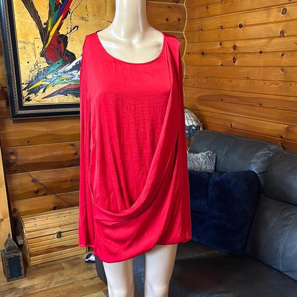 Worthington Red Sleeveless Draped Tunic - Picture 1 of 8